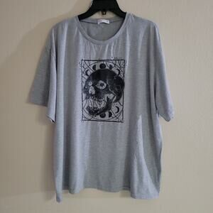 Rowme Men's Gray Skull Moon Graphic T-Shirt - XL
